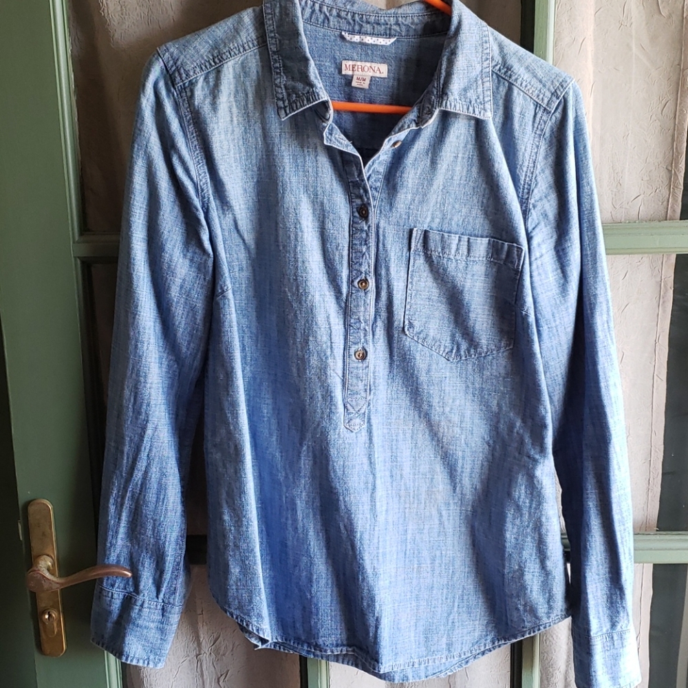 Women's denim shirt.